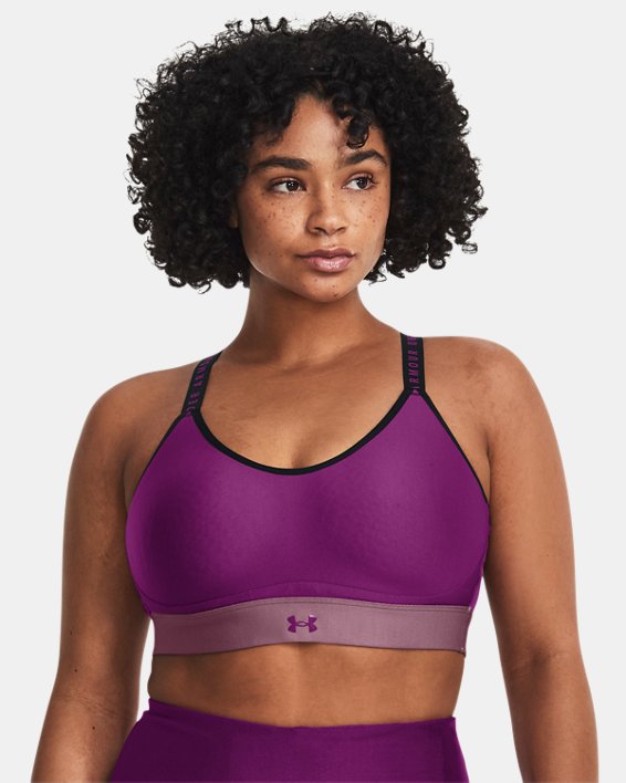 Women's UA Infinity Low Covered Sports Bra in Purple image number 3